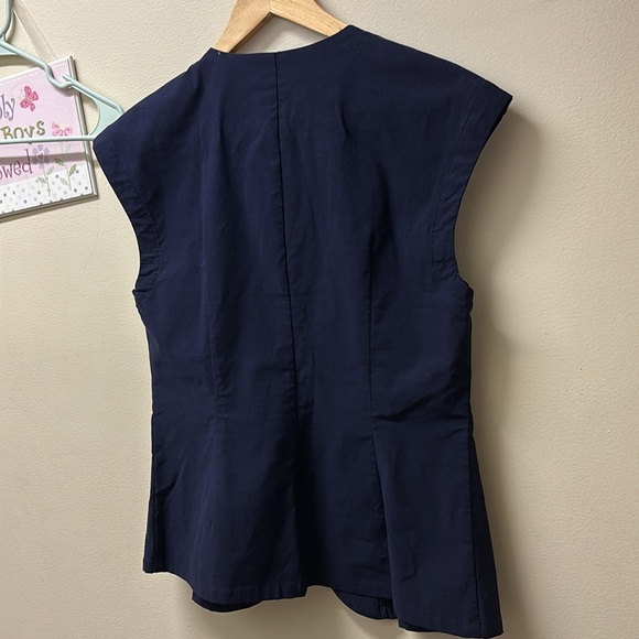Anthropologie Structured Cap Sleeve Navy Small NWT - Picture 3 of 3